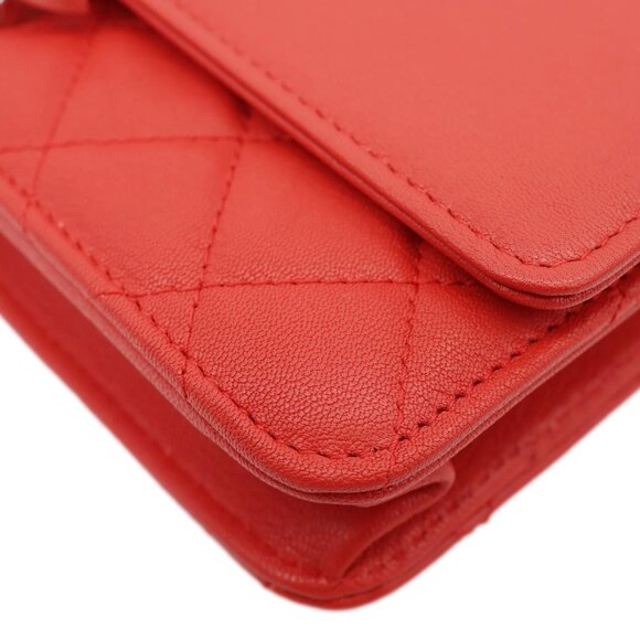 Chanel  Urban Companion Grained Calfskin Leather WOC Crossbody Bag Red - Picture 10 of 14